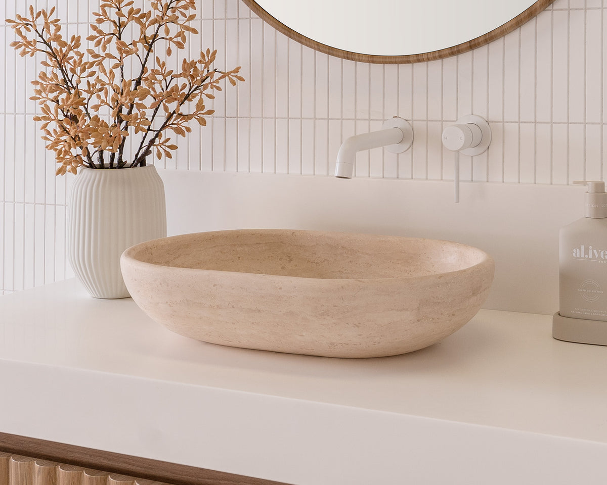 Ollie Travertine - bathroom lifestyle