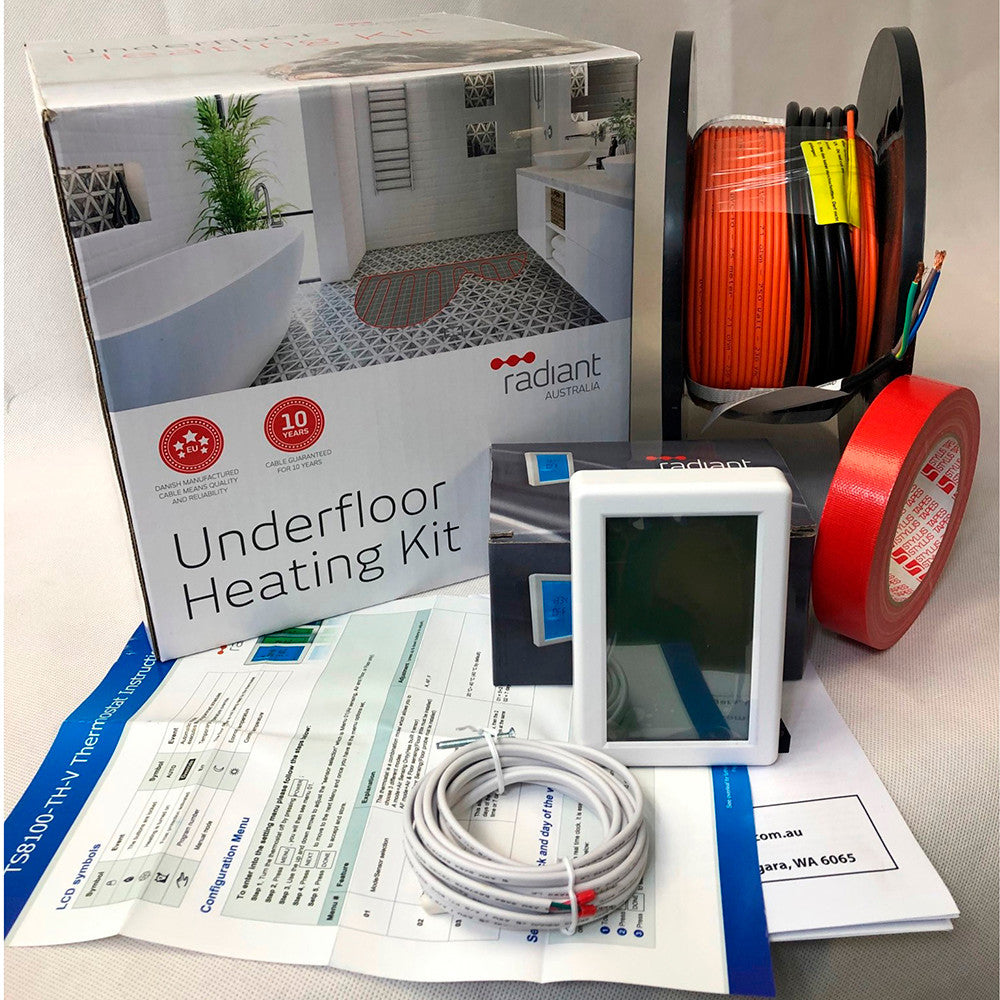 Radiant Under Tile Professional Floor Heating Cable Kit - under-tile-cable-only-installation-colour