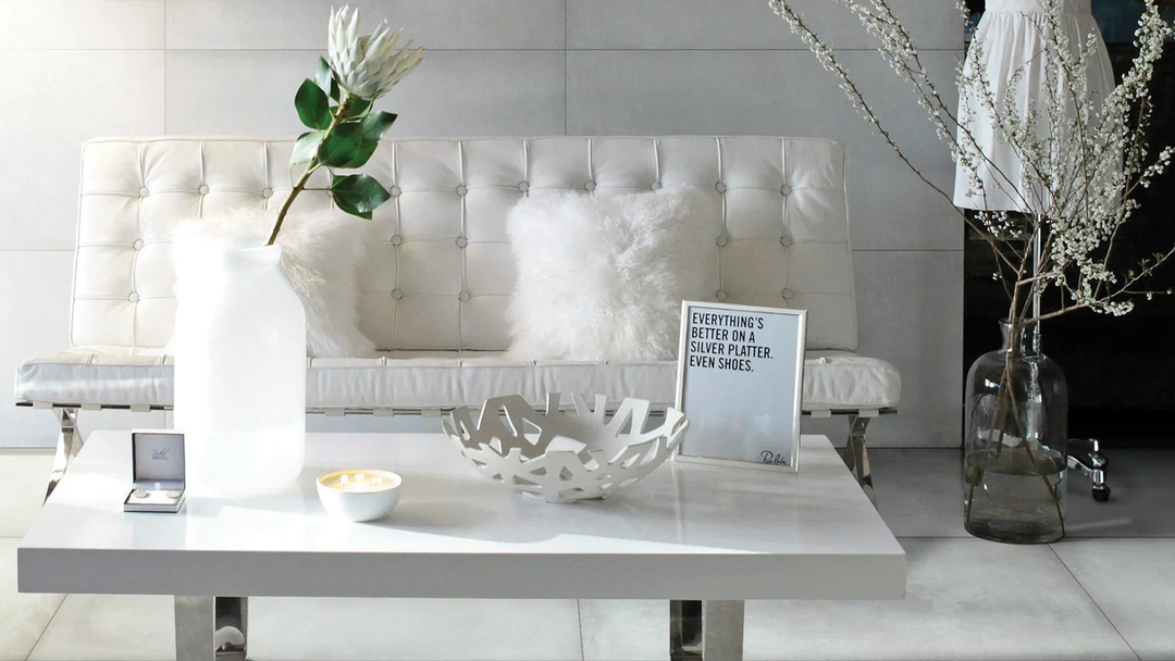 Vogue White Porcelain Tile installed