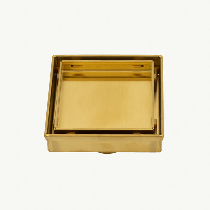Square Tile Insert Floor Grate - Brushed Gold