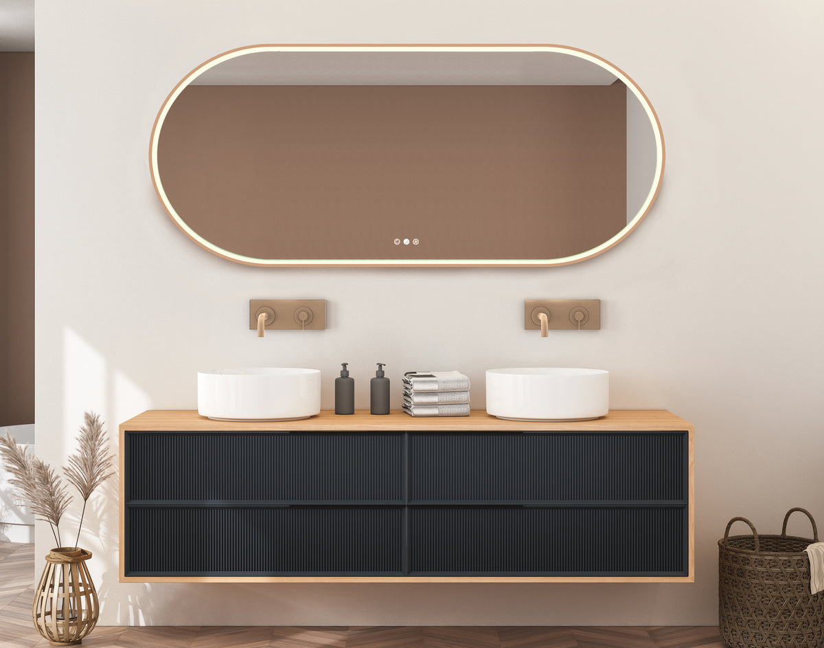 AURA Kapsel Pill LED Mirror - 1500 x 750mm Brushed Bronze