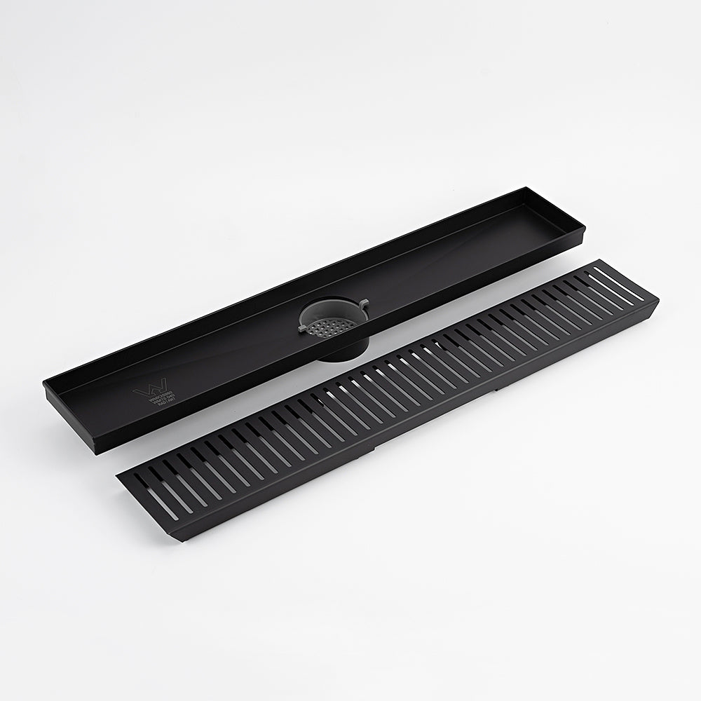 Linear Slotted Floor Grate - Matte Black