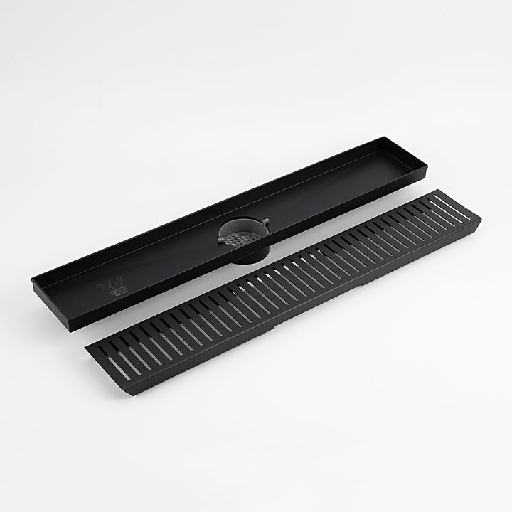 Linear Slotted Floor Grate - Matte Black