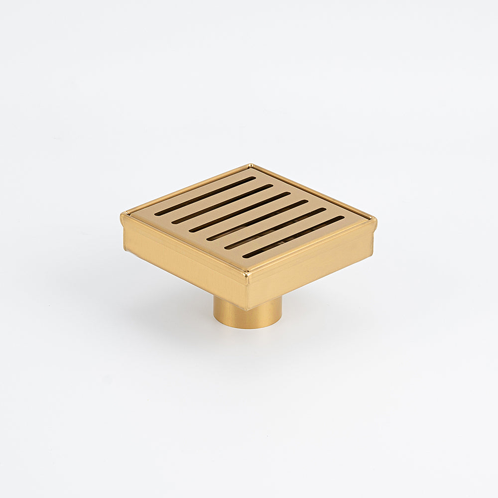 Square Slotted Floor Grate 100 x 100mm - Brushed Gold