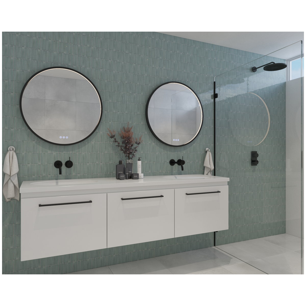 GLODA Olek Round LED Mirror - Matte Black