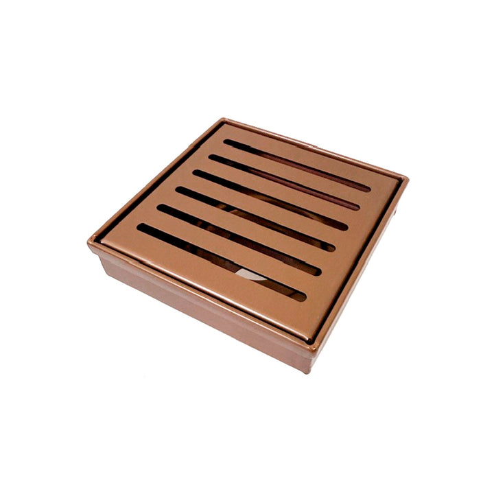 Square Slotted Floor Grate 100 x 100mm - Brushed Bronze