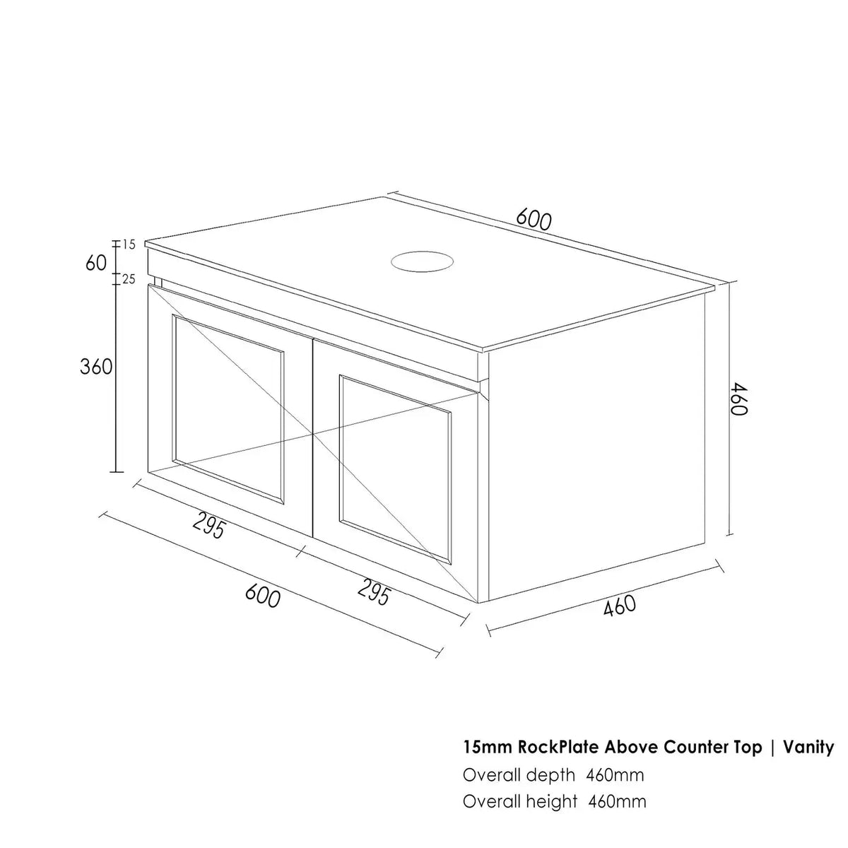 Hampton Vanity Matte Grey 600/750/900/1200/1500 otti