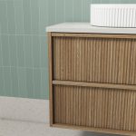 Venetta Fluted Framed Wall Hung 1800mm Harvest Oak Cabinet - Image 4