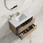 Voulari Framed Wall Hung 900mm Harvest Oak Cabinet - Image 3