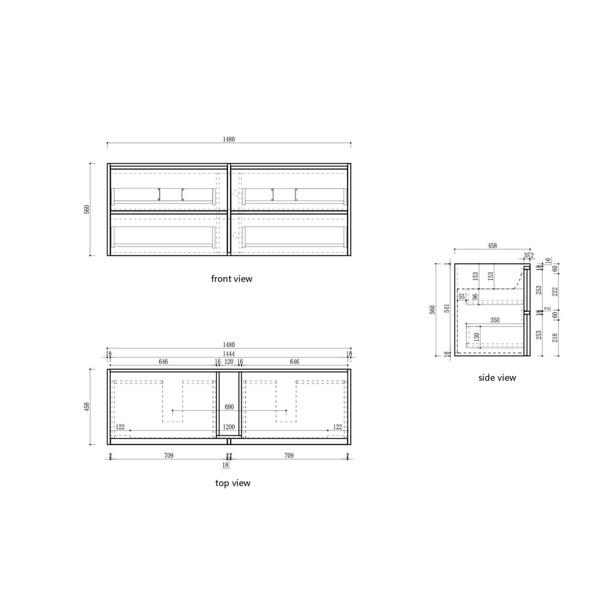 Venetta Framed Wall Hung 1500mm Harvest Oak Cabinet - Image 5