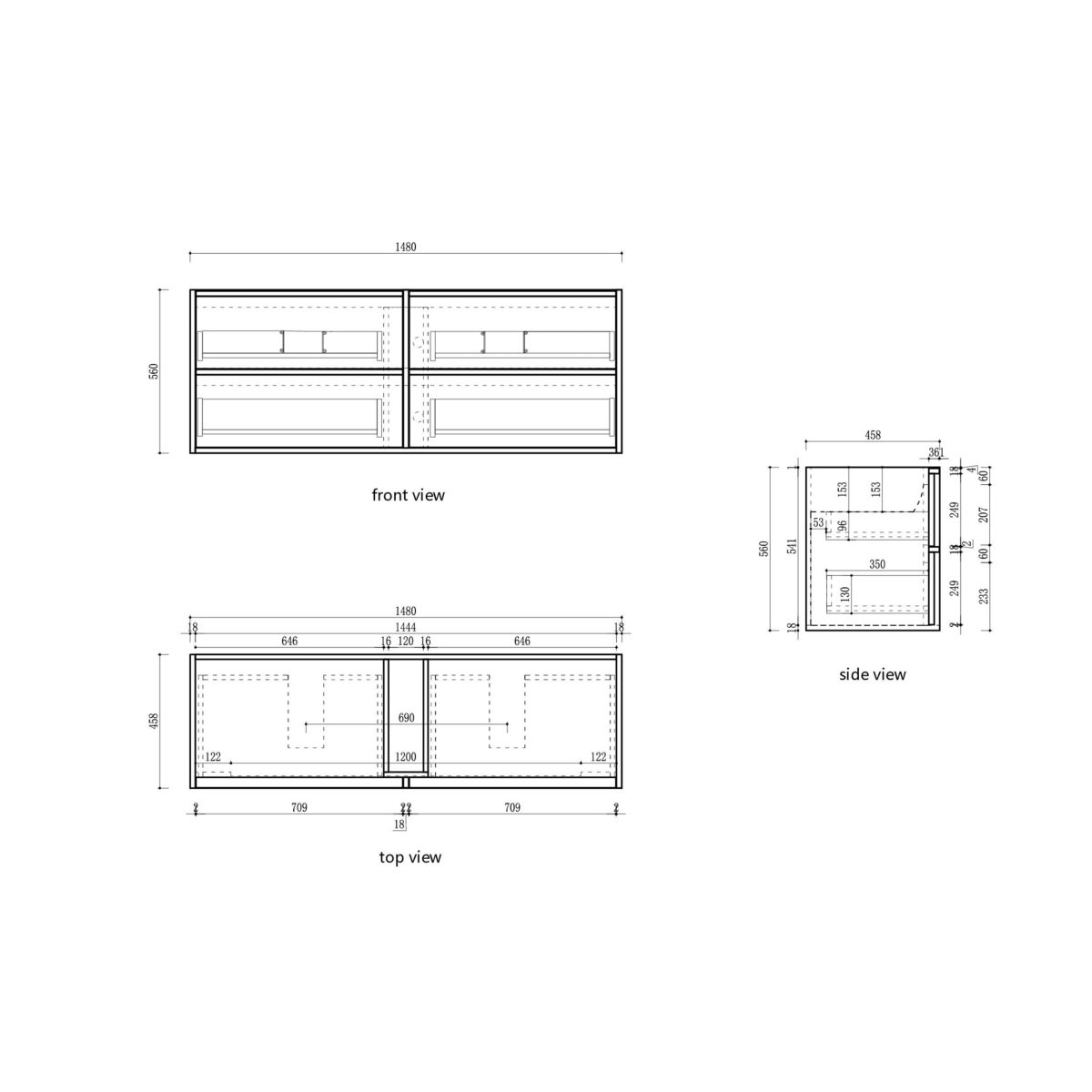 Venetta Fluted Framed Wall Hung 1500mm Harvest Oak Cabinet - Image 5