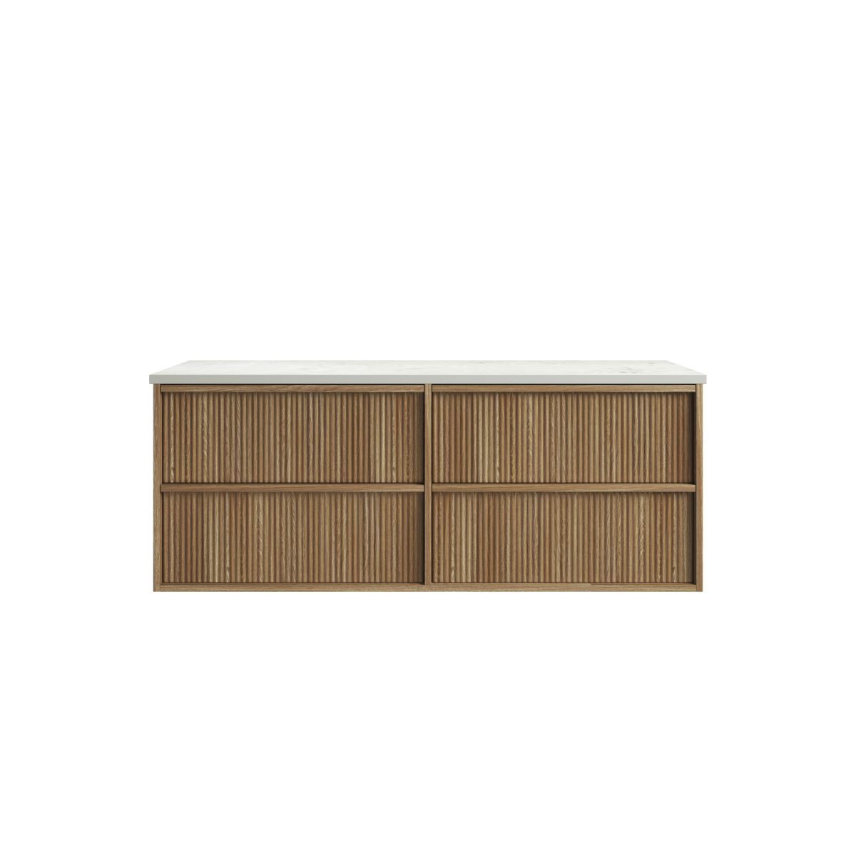 Venetta Fluted Framed Wall Hung 1500mm Harvest Oak Cabinet - Image 4