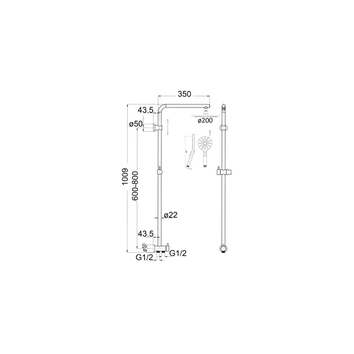 Mica Dual Shower Rail – RetroFit - Image 4