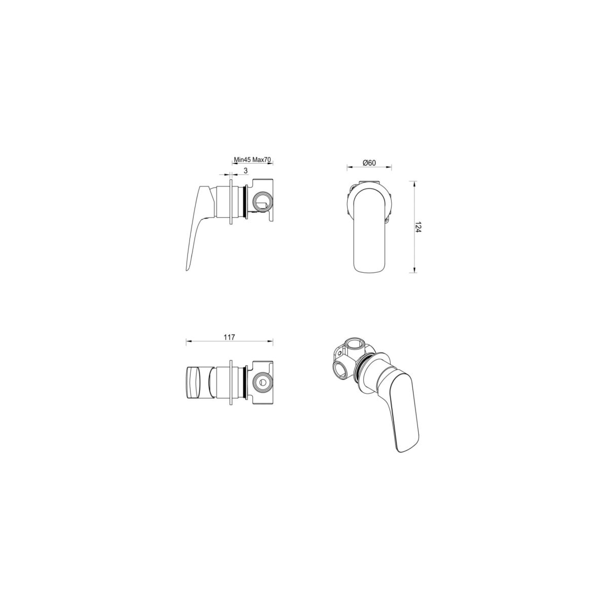 Kaza Shower Mixer – Round Plate – TRIM KIT ONLY - Image 22