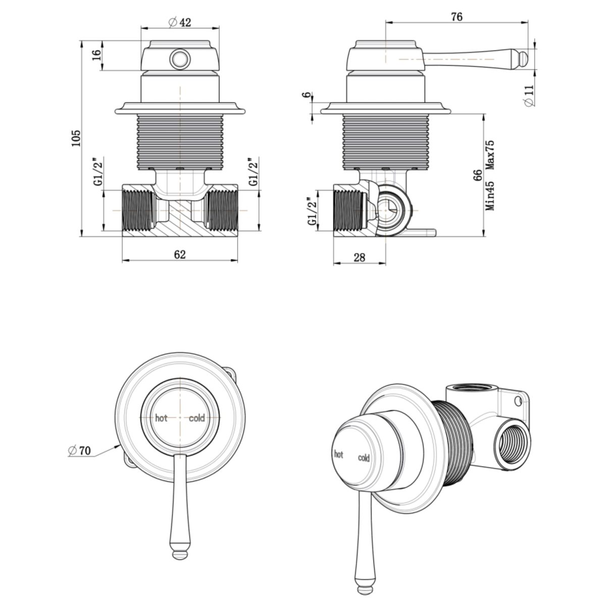 Mica Heritage Shower Mixer – TRIM KIT ONLY - Image 7