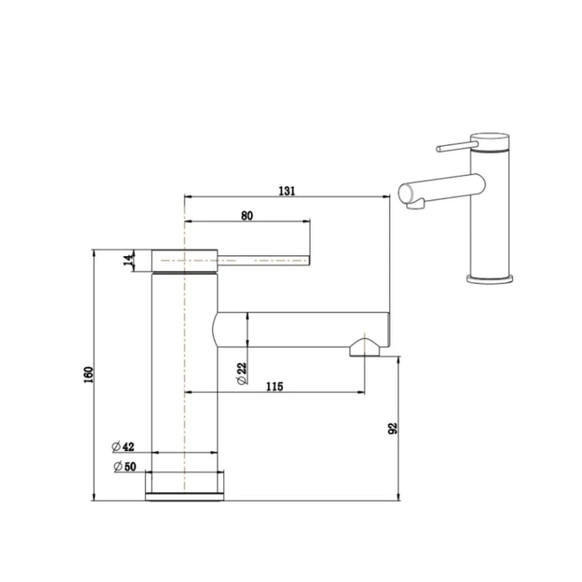 Mica Basin Mixer Straight - Image 4