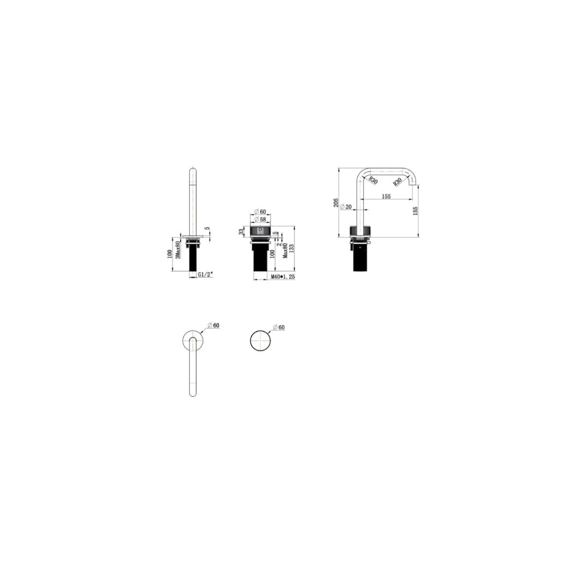 Mica Fluted Soft-Square Hob Basin Mixer Set - Image 7