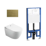 Sesto Inwall Cistern Wall Hung Smart Toilet With Brushed Nickel Flush Plate - Image 7