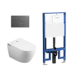 Sesto Inwall Cistern Wall Hung Smart Toilet With Brushed Nickel Flush Plate - Image 6