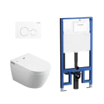 Sesto Inwall Cistern Wall Hung Smart Toilet With Brushed Nickel Flush Plate - Image 5