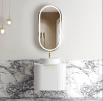 Bondi 600mm Satin White Fluted Wall Hung Curve Vanity - Image 2