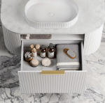 Bondi 900mm Satin White Fluted Wall Hung Curve Vanity - Image 4