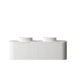 Bondi 1500mm Satin White Fluted Wall Hung Curve Vanity - Image 9