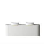 Bondi 1500mm Satin White Fluted Wall Hung Curve Vanity