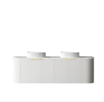 Bondi 1500mm Satin White Fluted Wall Hung Curve Vanity - Image 6