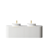 Bondi 1500mm Satin White Fluted Wall Hung Curve Vanity - Image 3