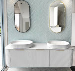 Bondi 1800mm Satin White Fluted Wall Hung Curve Vanity - Image 9