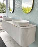 Bondi 1800mm Satin White Fluted Wall Hung Curve Vanity - Image 8