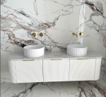 Bondi 1800mm Satin White Fluted Wall Hung Curve Vanity - Image 3