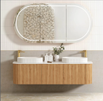 Bondi 1800mm Woodland Oak Fluted Curve Vanity - Image 5