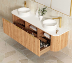 Bondi 1800mm Woodland Oak Fluted Curve Vanity - Image 3