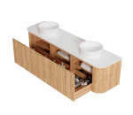 Bondi 1800mm Woodland Oak Fluted Curve Vanity - Image 6