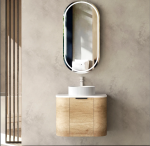 Bondi 600mm Natural Oak Wall Hung Curve Vanity - Image 2