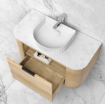 Bondi 750mm Natural Oak Wall Hung Curve Vanity - Image 5