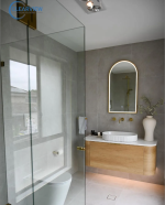 Bondi 1200mm Natural Oak Wall Hung Curve Vanity - Image 4