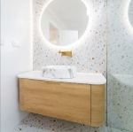 Bondi 1200mm Natural Oak Wall Hung Curve Vanity - Image 3