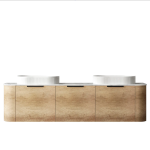 Bondi 1800mm Natural Oak Wall Hung Curve Vanity