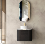 Bondi 600mm Black Oak Wall Hung Curve Vanity - Image 2