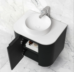 Bondi 600mm Black Oak Wall Hung Curve Vanity - Image 5