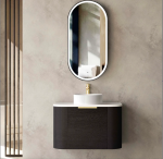 Bondi 750mm Black Oak Wall Hung Curve Vanity - Image 2