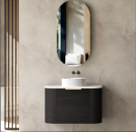 Bondi 750mm Black Oak Wall Hung Curve Vanity - Image 3