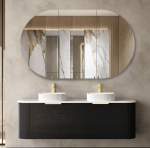 Bondi 1500mm Black Oak Wall Hung Curve Vanity - Image 2
