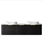 Bondi 1800mm Black Oak Wall Hung Curve Vanity