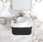 Hampshire 750mm Satin Black Wall Hung Curve Vanity - Image 7