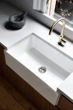 Round Gooseneck Kitchen Mixer Tap with Pinless Handle - Image 33