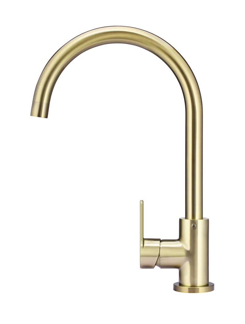 Round Gooseneck Kitchen Mixer Tap with Paddle Handle - Image 18